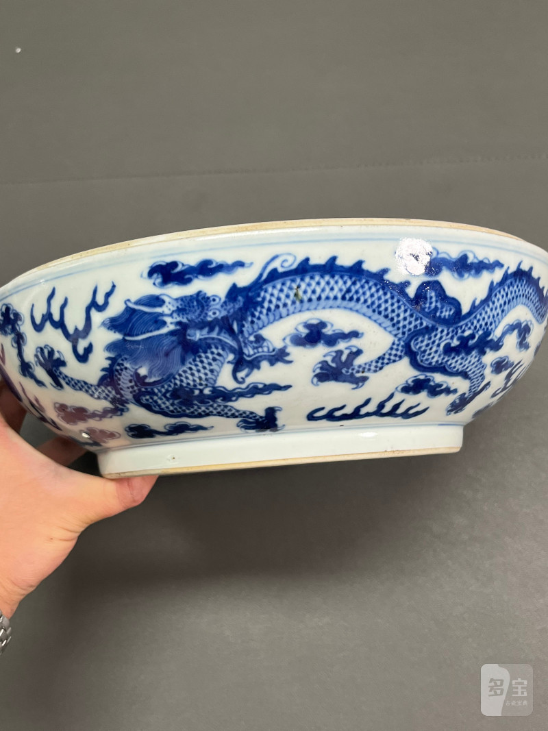 清光绪  青花云龙纹大捧盒 - 图7